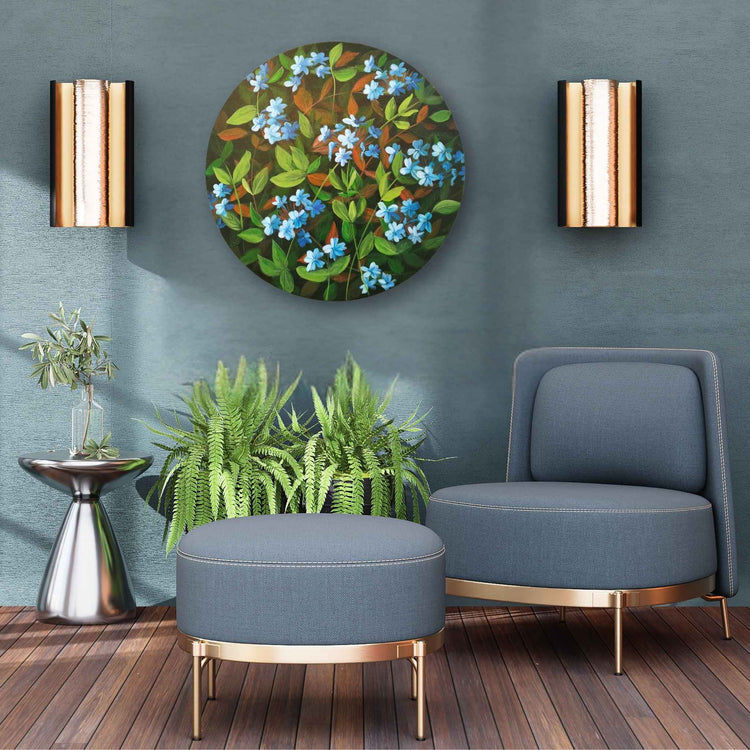 Floral painting by Susan Vorster in a lounge setting