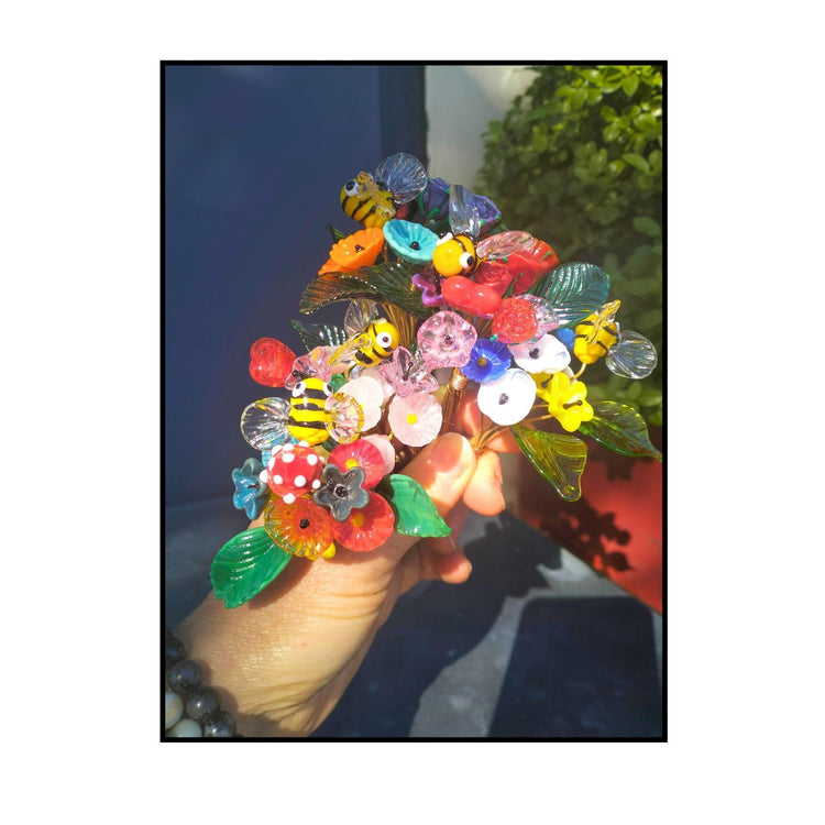 Bunch of small glass bouquets made by Napier artist Jenni Foster