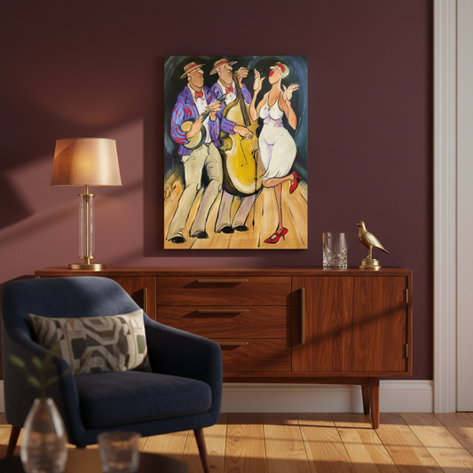 Small Acrylic painting of an Art Deco Evening in sophisticated vintage-inspired setting, by artist Chloe King