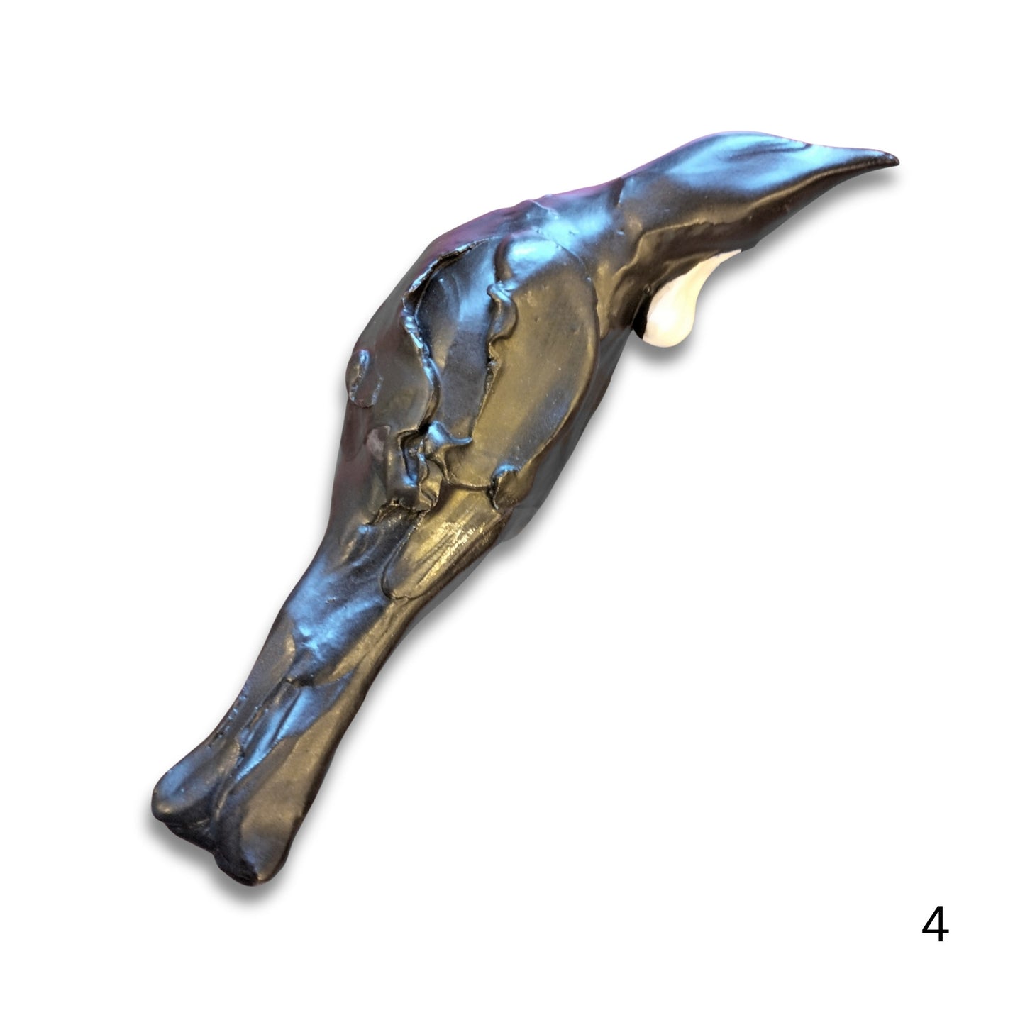 Clay wall sculpture Tui 4 by Kylie Matheson, representing NZ bird in artisan ceramic style