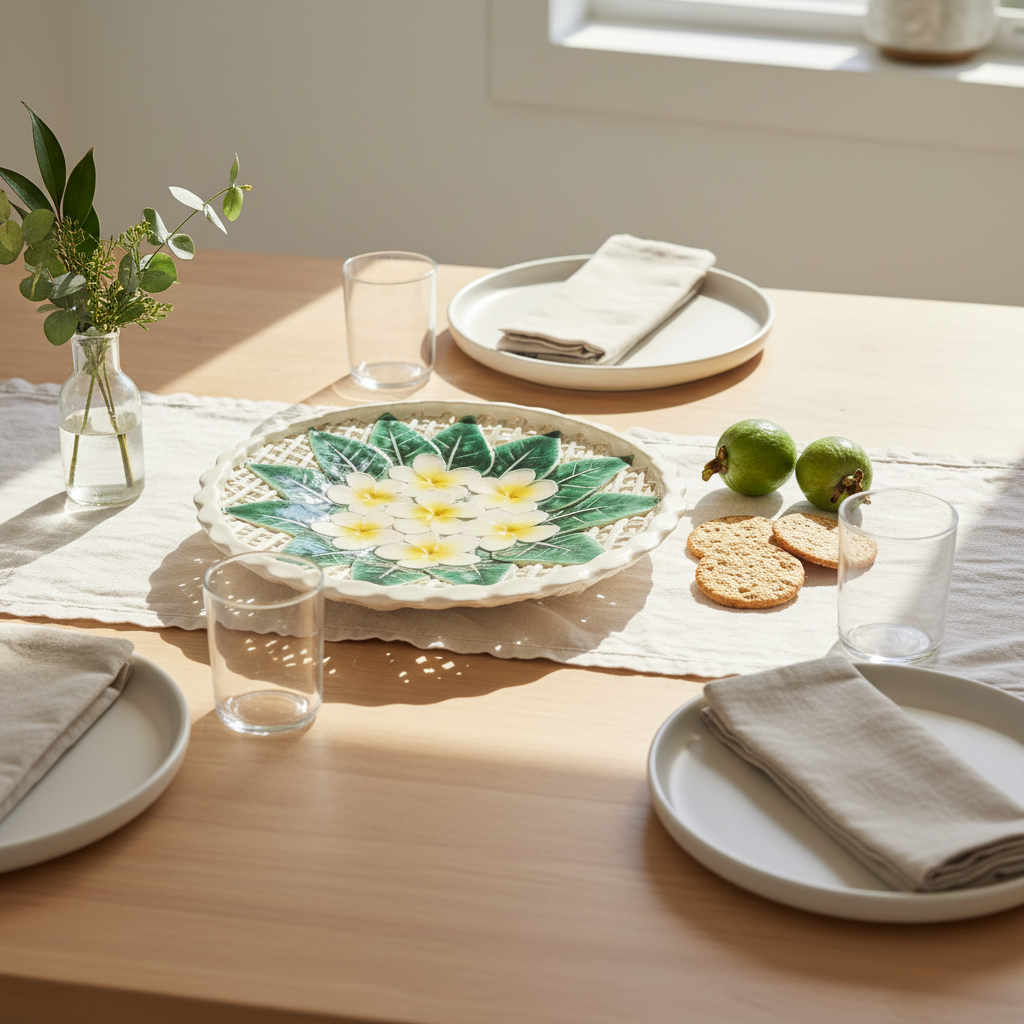 Frangipani Platter overhead minimal styling