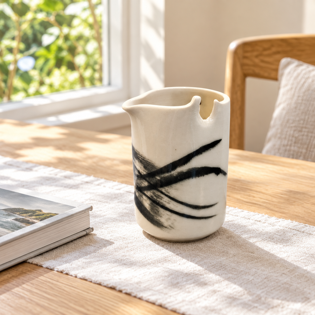 Jug with Pinched Rim #229 by Lyn Rigg in a light-filled dining nook