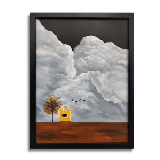Little House on the Prairie by Marion Aitken – contemporary New Zealand artwork of home and sky