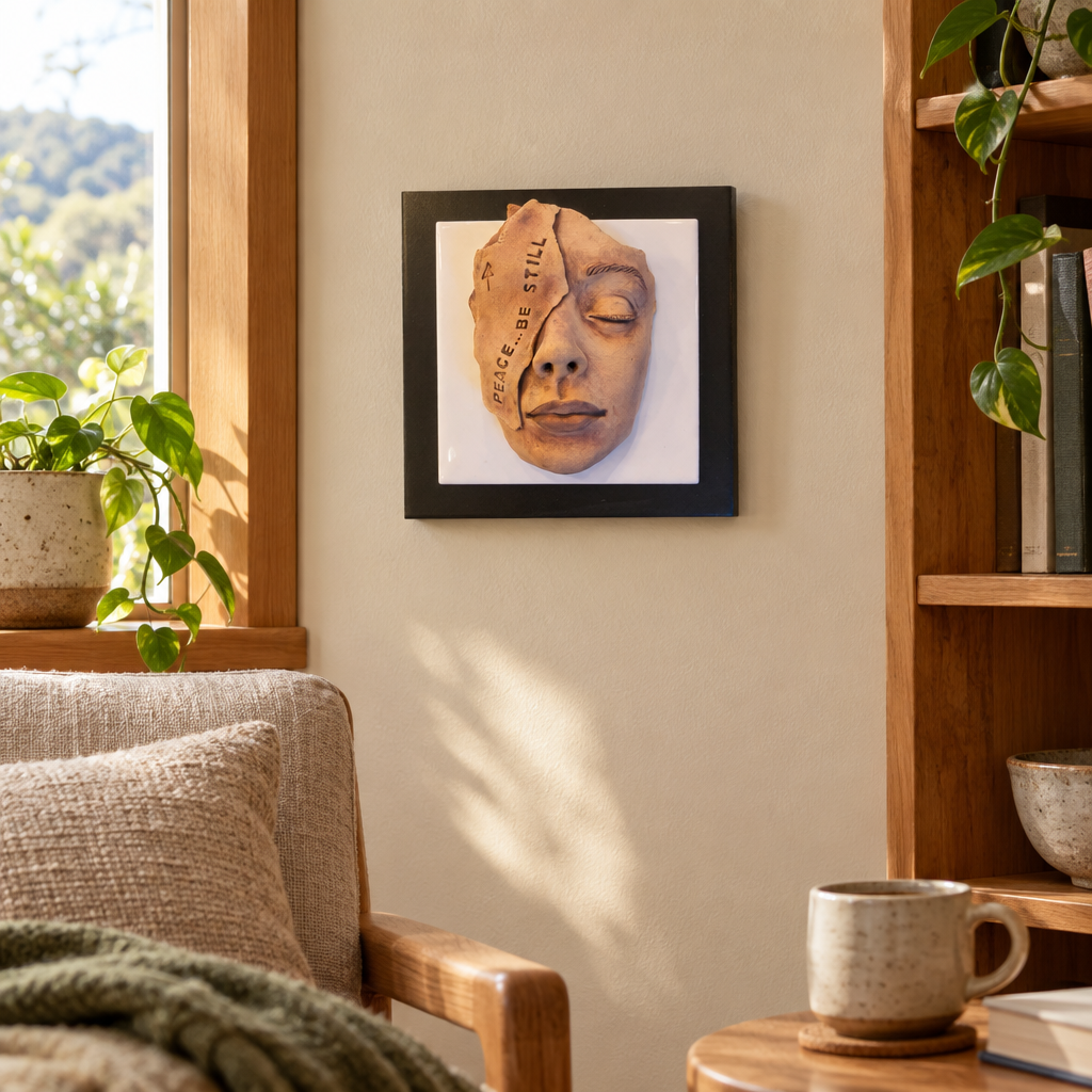 Peace Be Still by Lyn Rigg in a cosy home setting