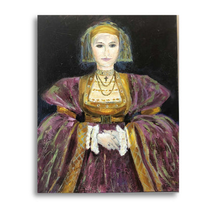 Anne of Cleves by Jenny Bishop – regal original oil portrait on canvas, shown on a white background