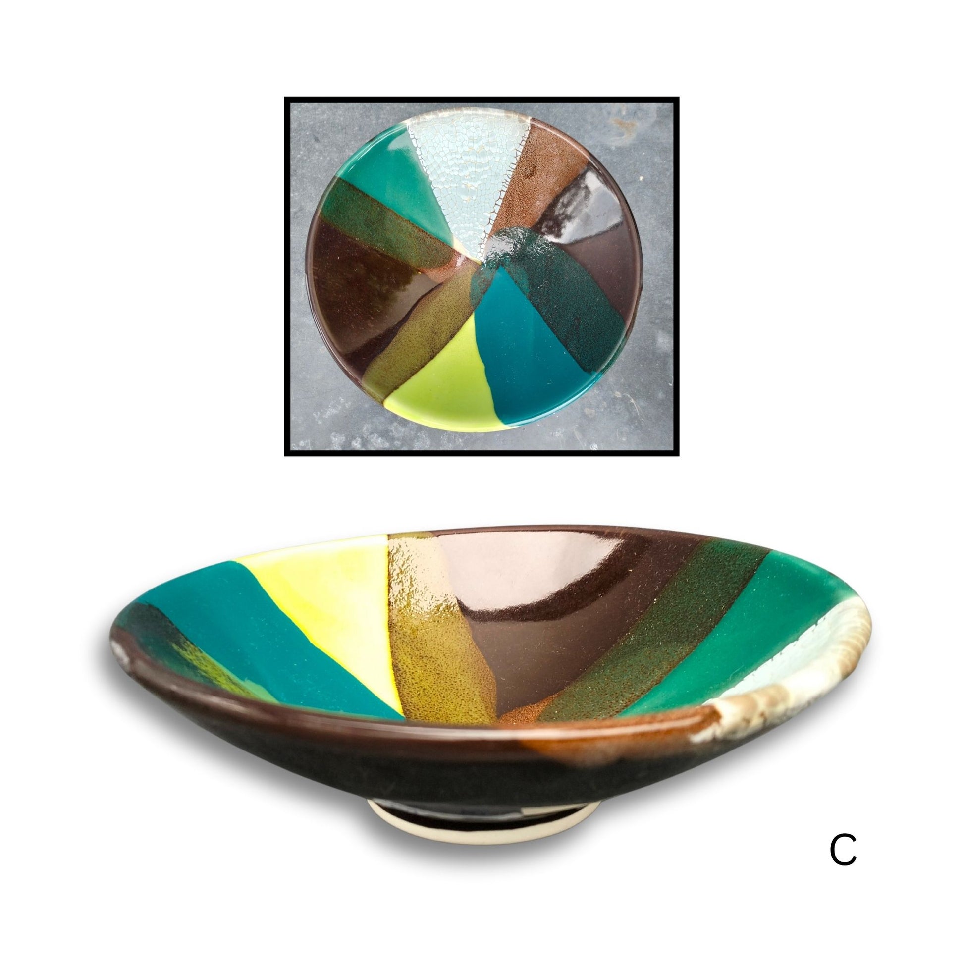 Unique small ceramic bowl C by Brian Gartside, abstract glaze design