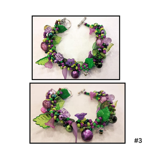 Colorful beaded bracelet set on a white background