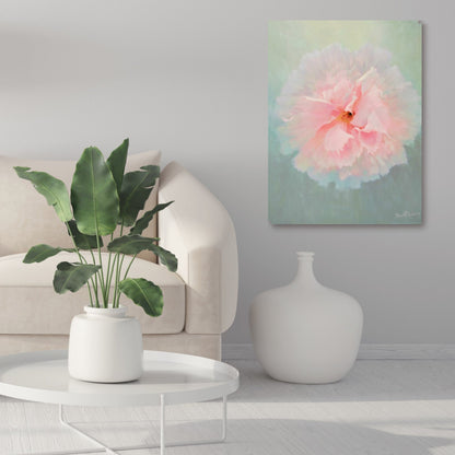  Peony painting by Brent Redding styled in modern interior – elegant New Zealand floral artwork for home decor