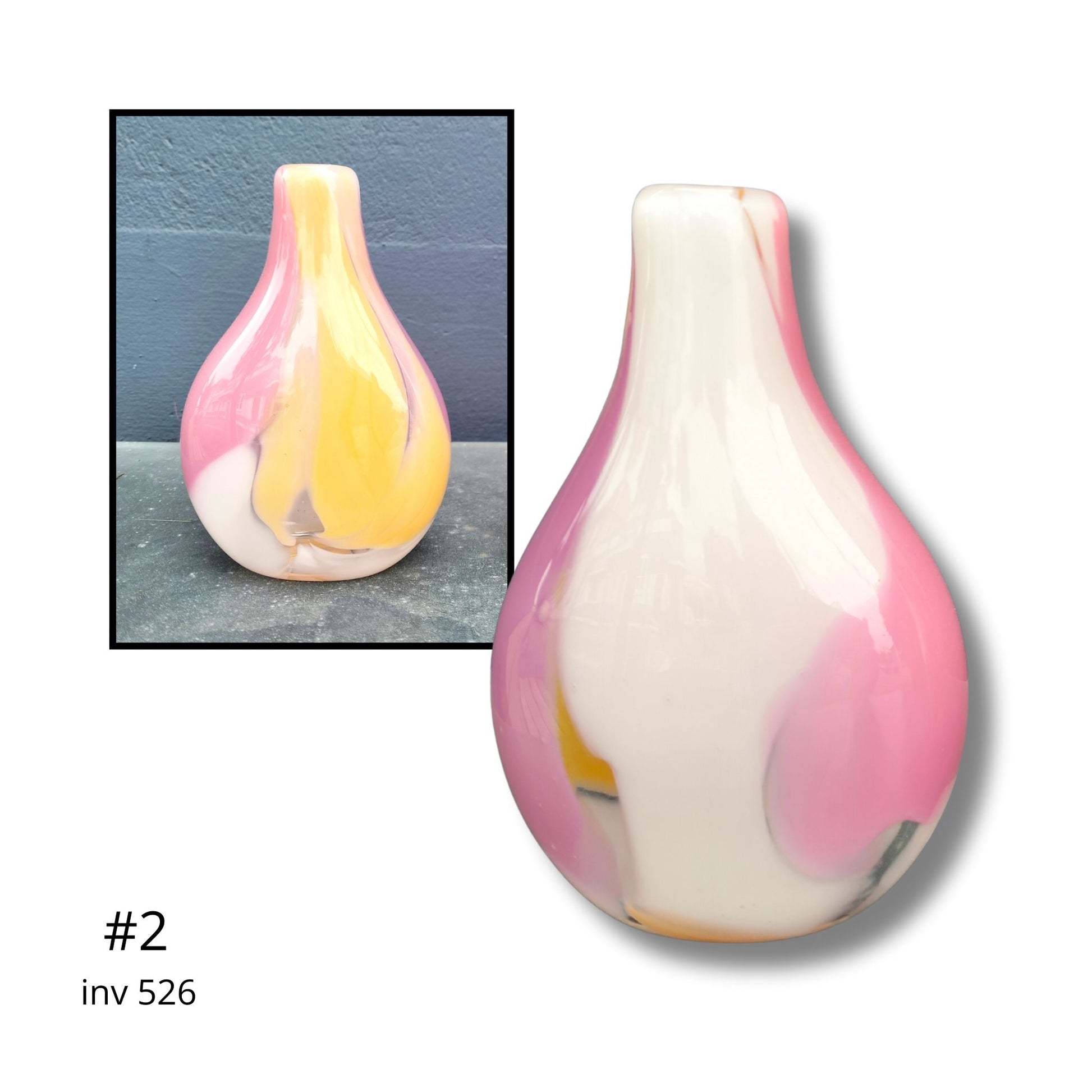 Decorative vase with pink and yellow gradient on a white background