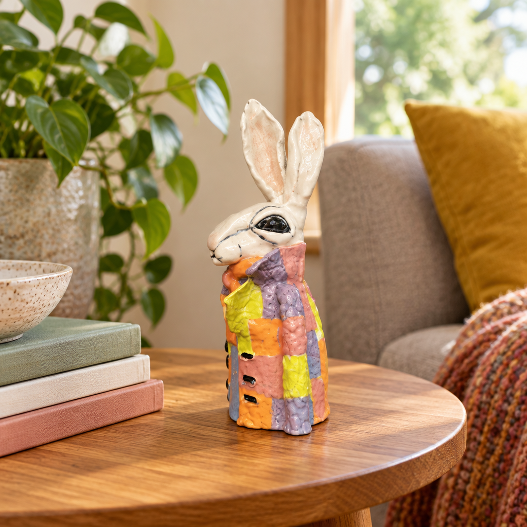 Casper ceramic hare lifestyle mockup using the right-side view