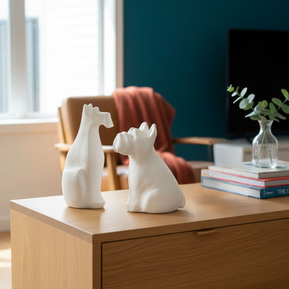 Large White Ceramic Dogs D, E, F