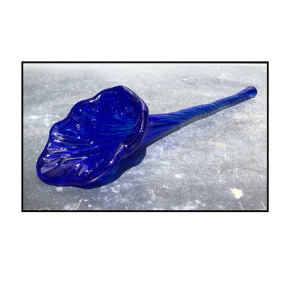 Dark Blue glass blown flower by Heather Kremen