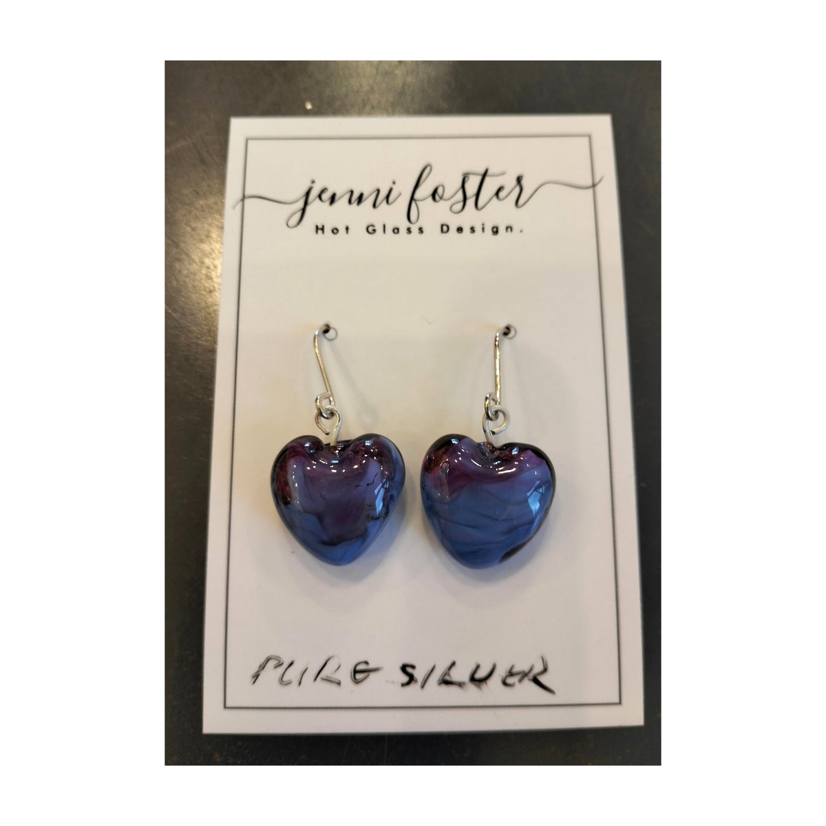 PurpleGlass and sterling silver earrings by artist Jenni Foster