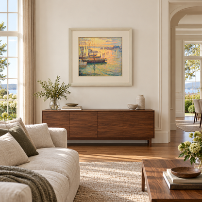 End of the Day’s Sailing - Napier by Ion Brown in an elegant, spacious sitting room