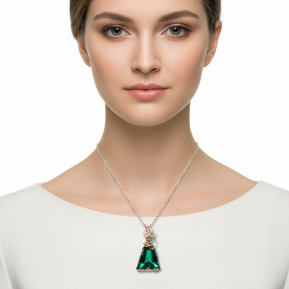 Green amethyst pendant on model product shot