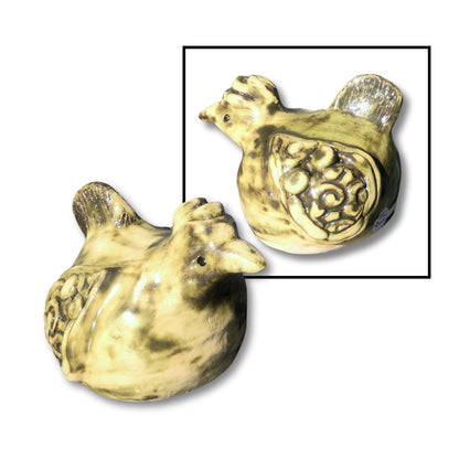 Handcrafted ceramic quail sculpture with fern motif by artist Teresa Corbishley