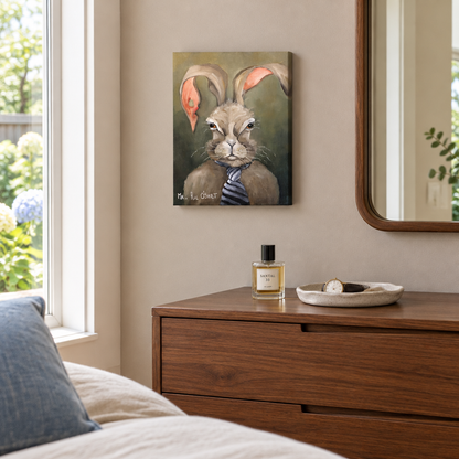 Mr. Ric O’Shet by Nola Weber in a bright bedroom dressing nook