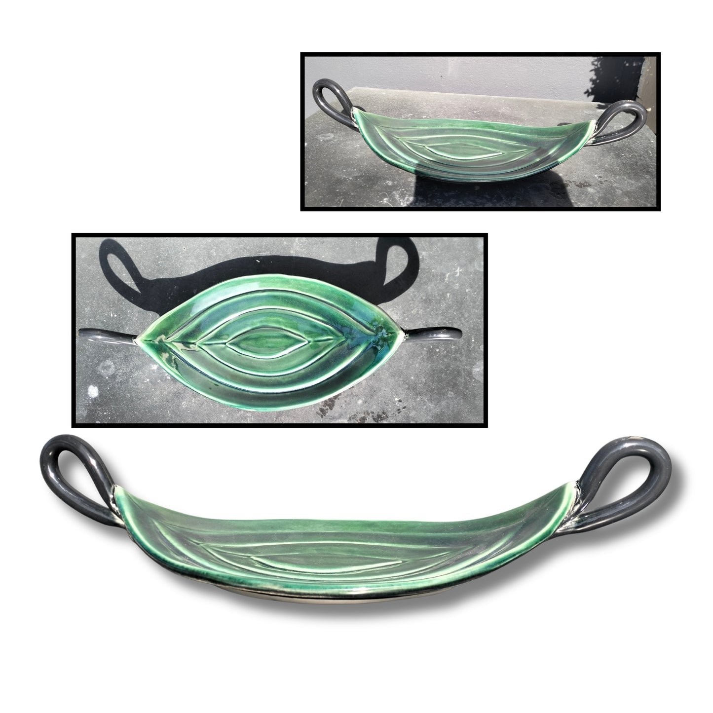 Green Oval Ceramic Platter - Tom Somerville
