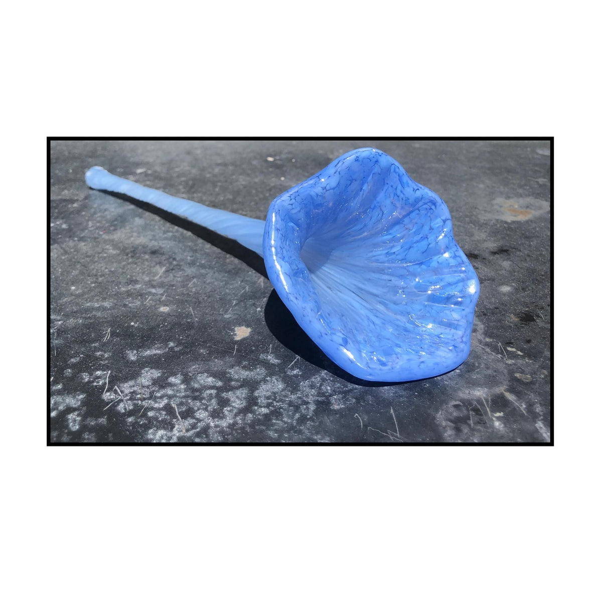 Pale Blue glass blown flower by Heather Kremen