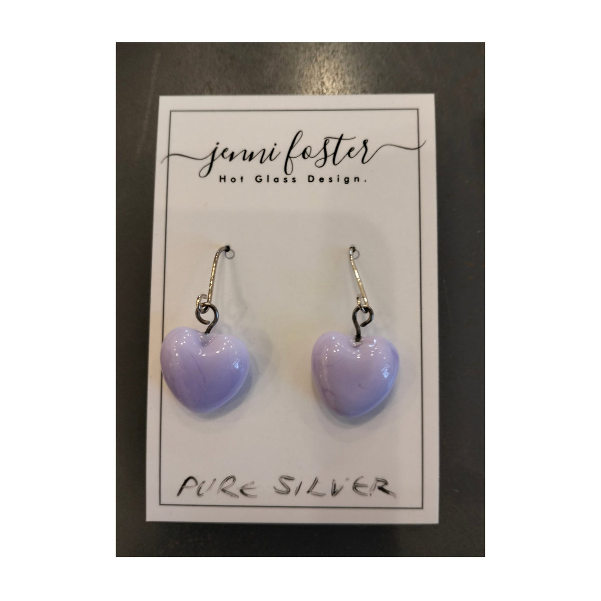 Mauve Glass and sterling silver earrings by artist Jenni Foster