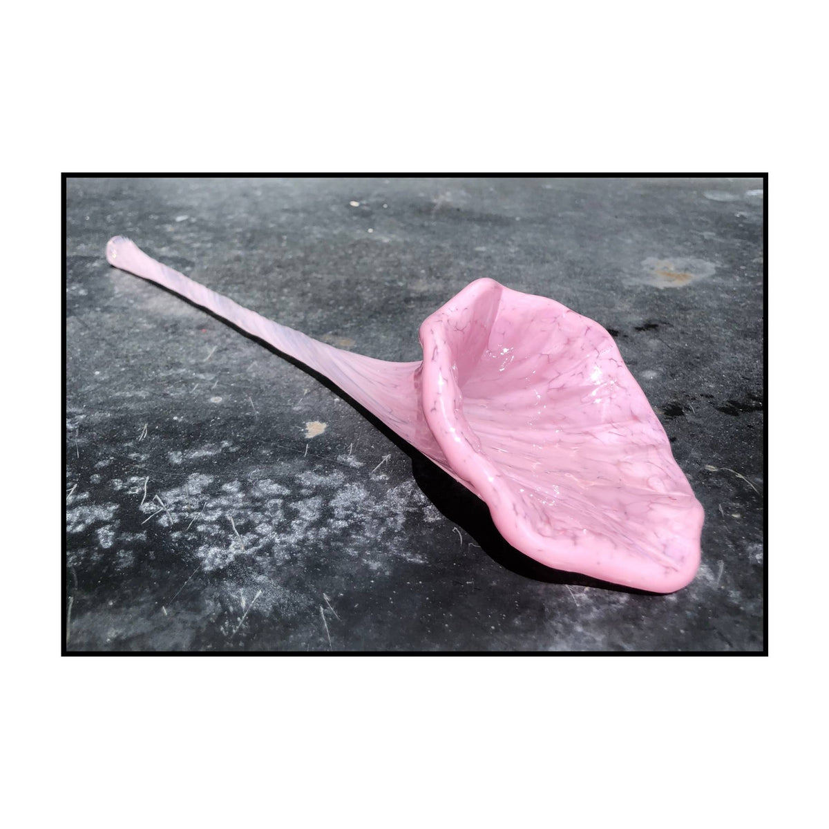 Pink glass blown flower by Heather Kremen