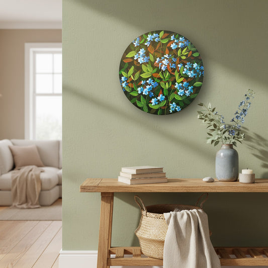 Plumbago Veil painting styled in a modern living room interior