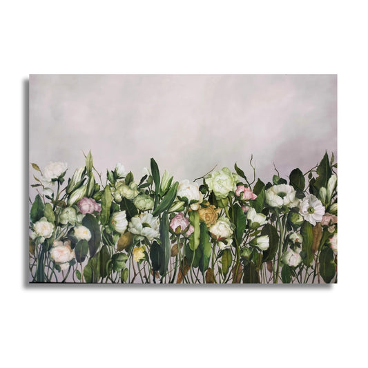 Floral painting with greenery on a white background by artist Teri Parat