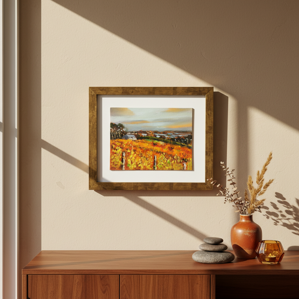 Sunrise Across Persimmon Orchard – close-up lifestyle mockup