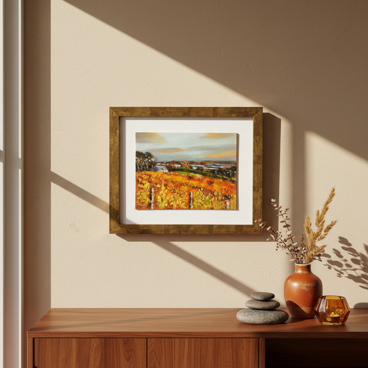 Sunrise Across Persimmon Orchard – close-up lifestyle mockup