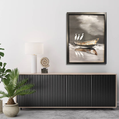 We’re Watching artwork by Marion Aitken styled in a modern home interior setting