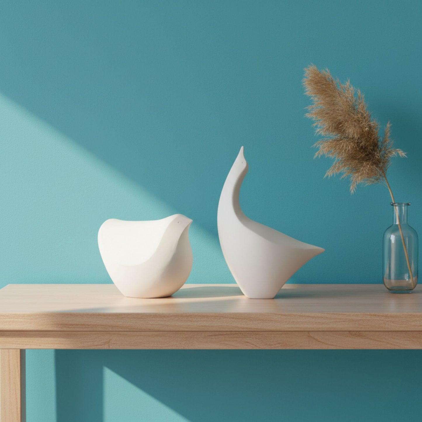 White Ceramic Birds J, K