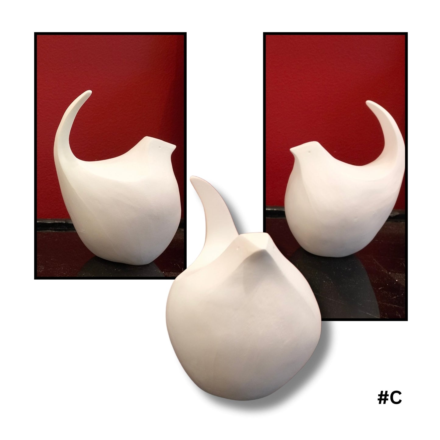 White Ceramic Birds A, B, C