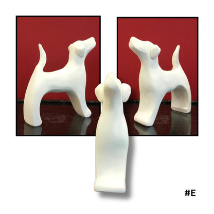 Large White Ceramic Dogs D, E, F