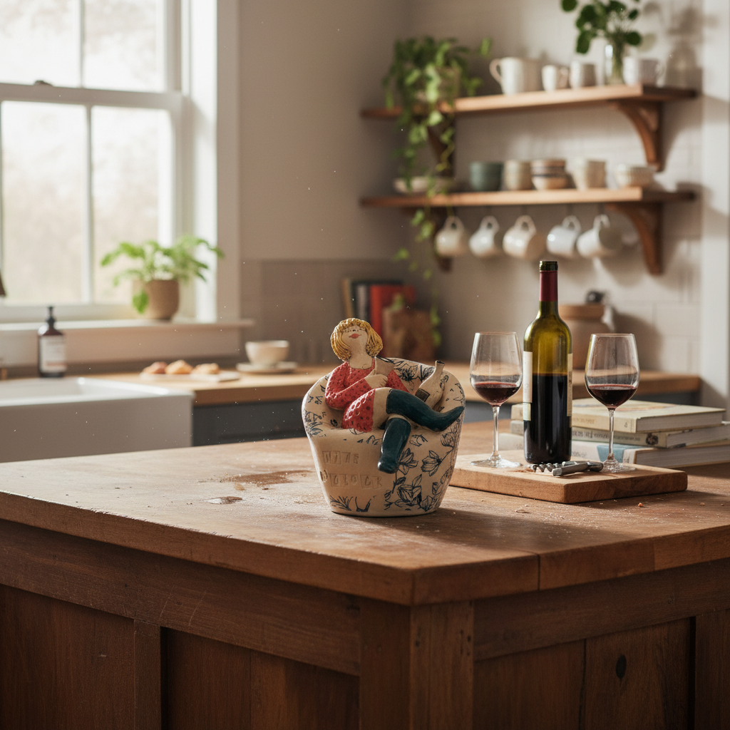 Wine O'Clock B ceramic sculpture lifestyle mockup