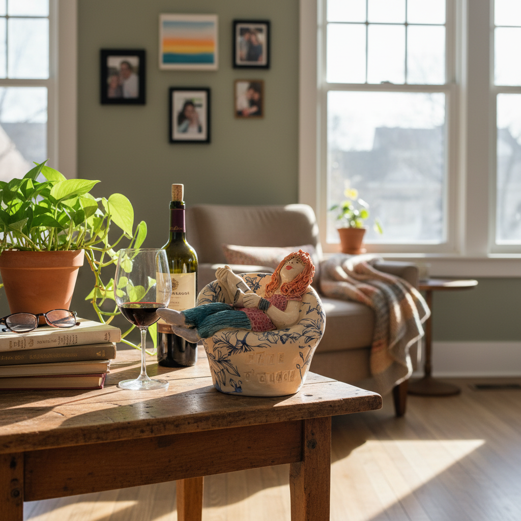 Wine O'Clock ceramic sculpture lifestyle mockup